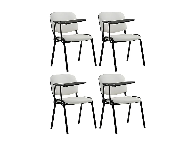 Lot de 4  Chaise de conférence - Similicuir - Blanc - Ken