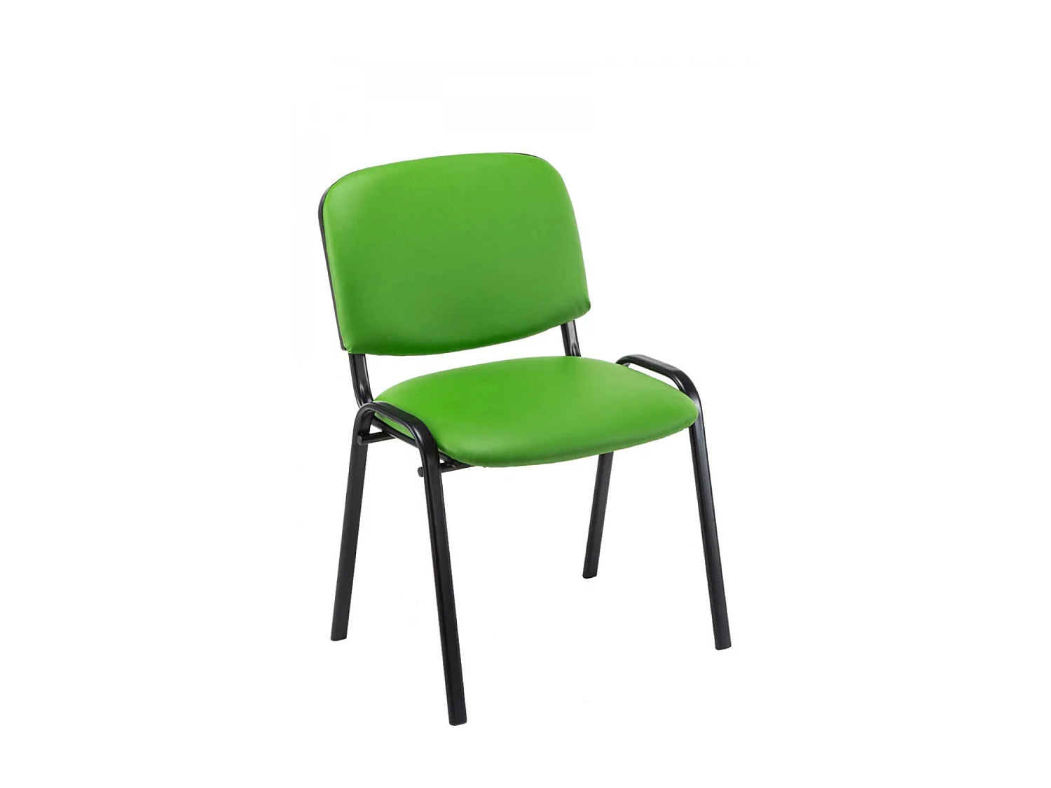 Lot de 12  Chaise de conférence - Similicuir & Métal noir mat - Vert - Ken