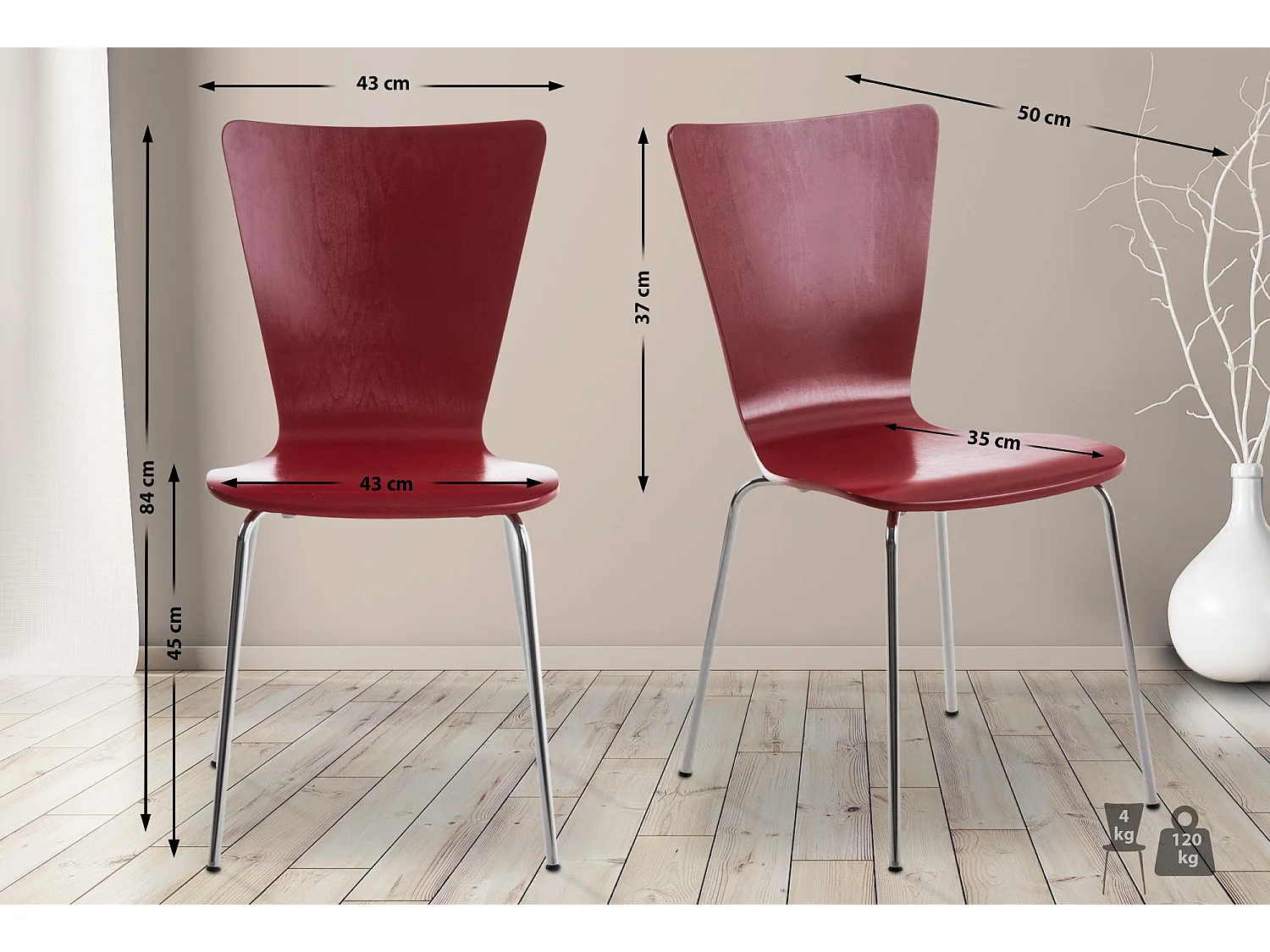 Chaise de conférence - Bois - Rouge - Aaron