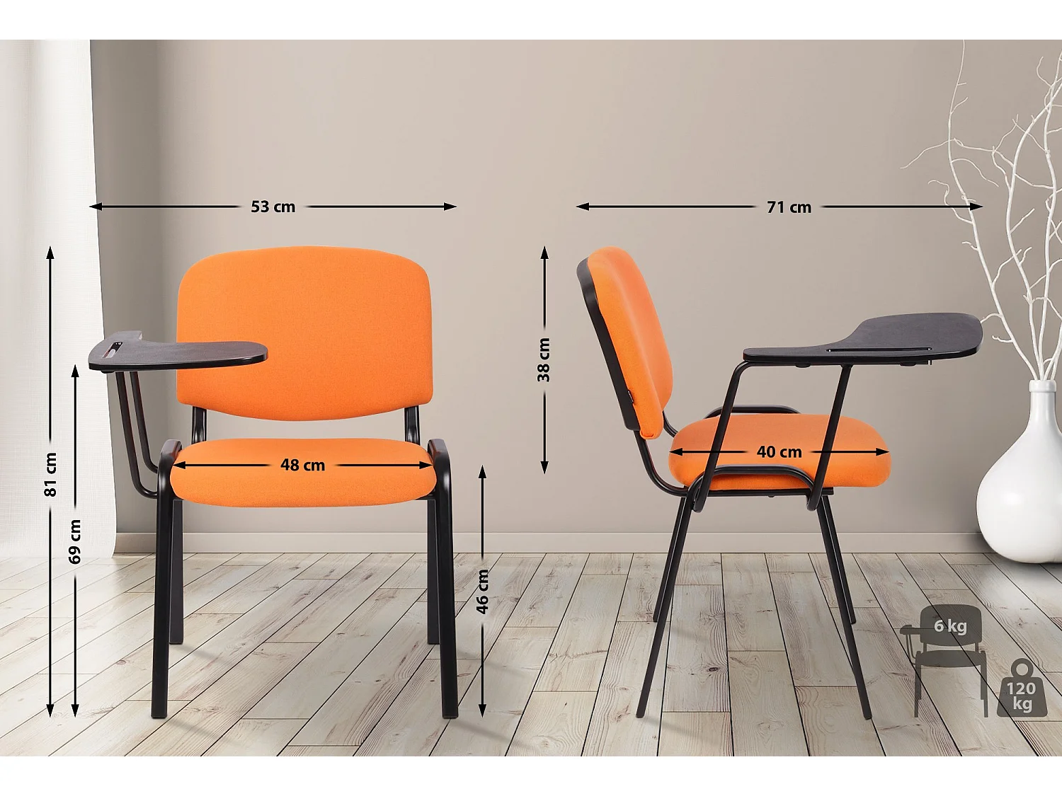 Chaise de conférence - Tissu - Orange - Ken