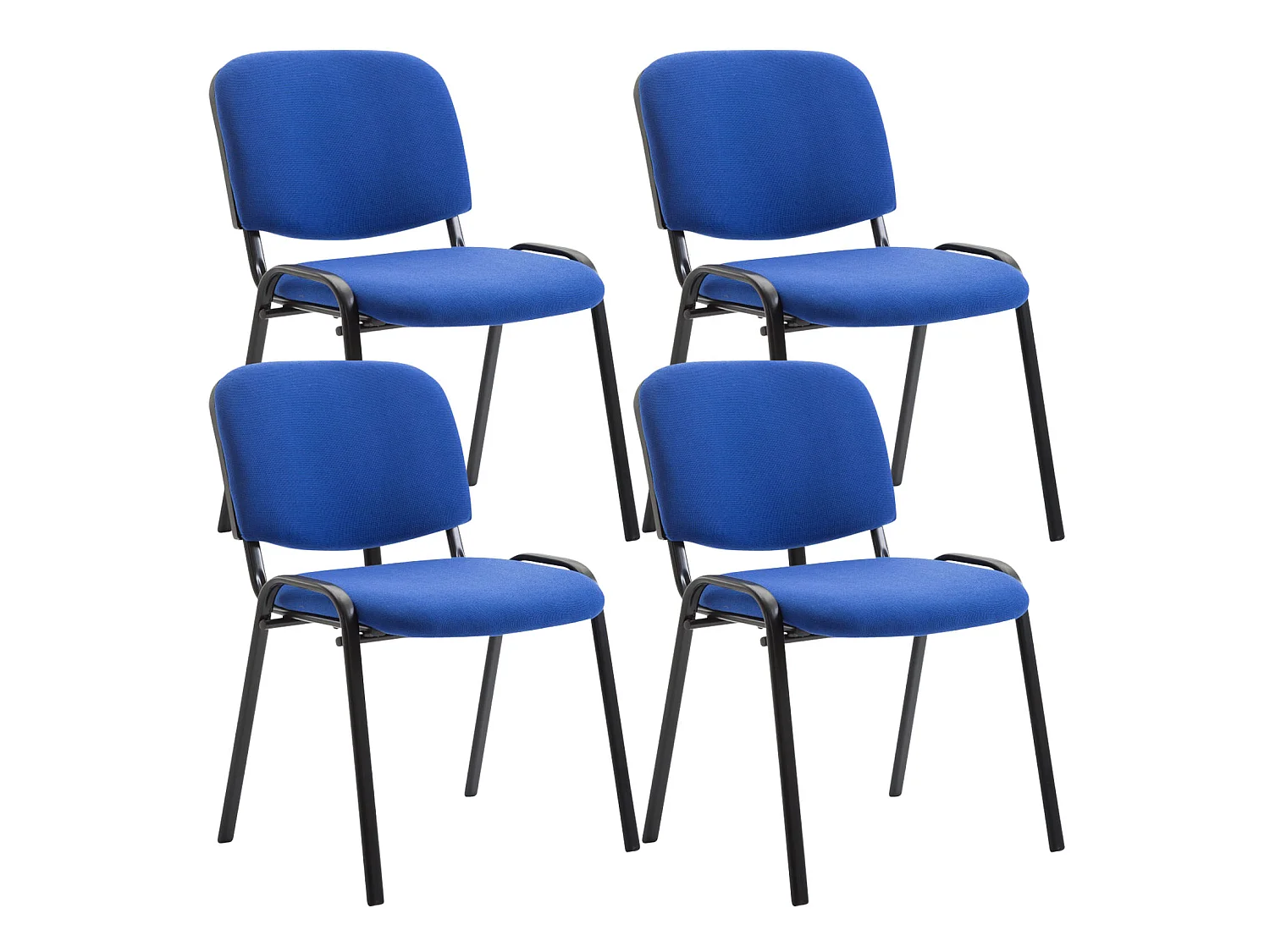 Lot de 4  Chaise de conférence - Tissu & Noir - Bleu - Ken