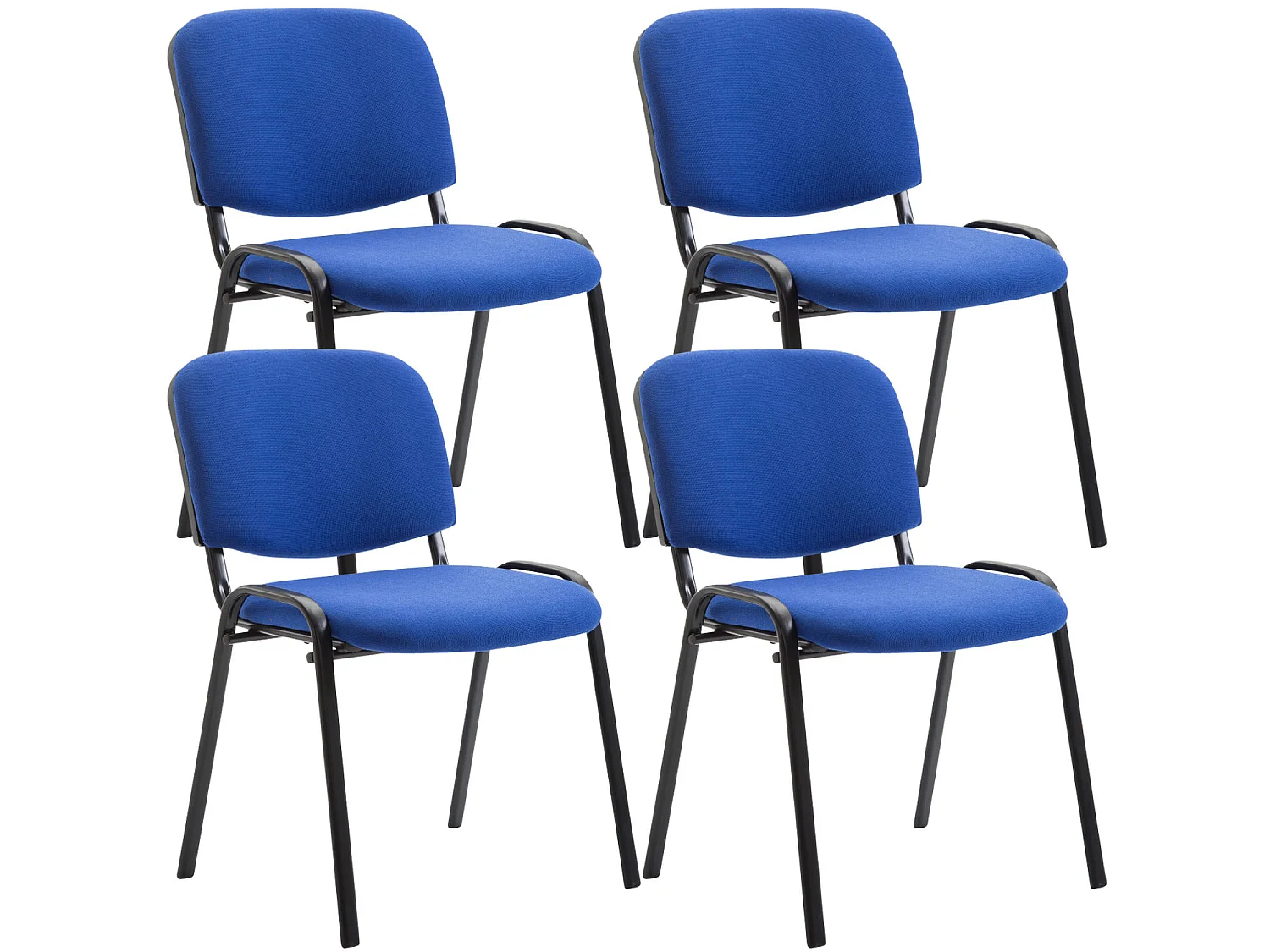 Set van 4  Conferentiestoelen - Stof & zwart - blauw - Ken