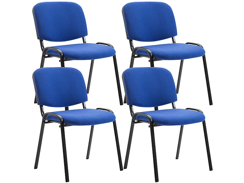 Lot de 4  Chaise de conférence - Tissu & Noir - Bleu - Ken