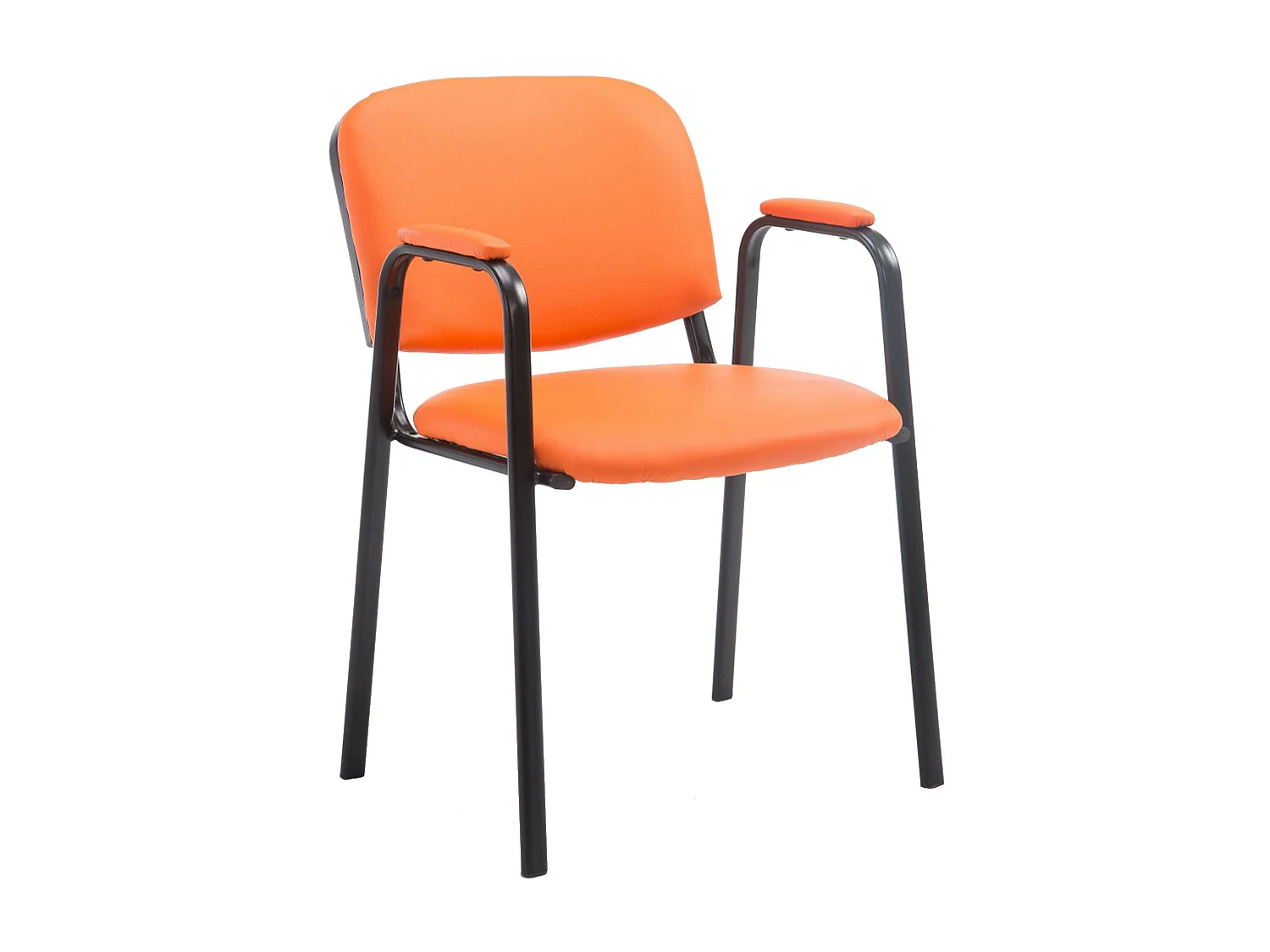 Chaise de conférence - Similicuir & Métal noir mat - Orange - Ken Pro