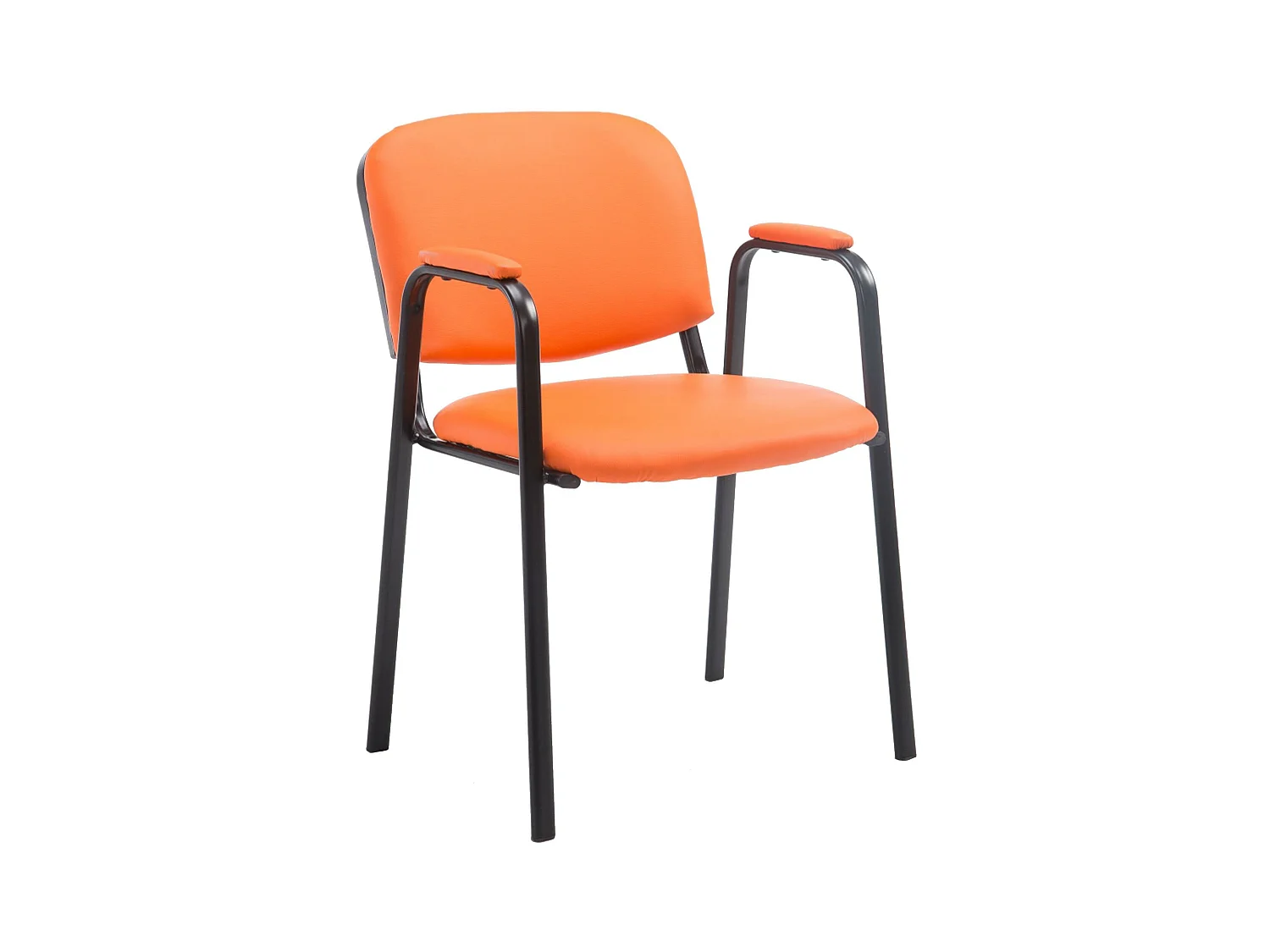 Chaise de conférence - Similicuir & Métal noir mat - Orange - Ken Pro