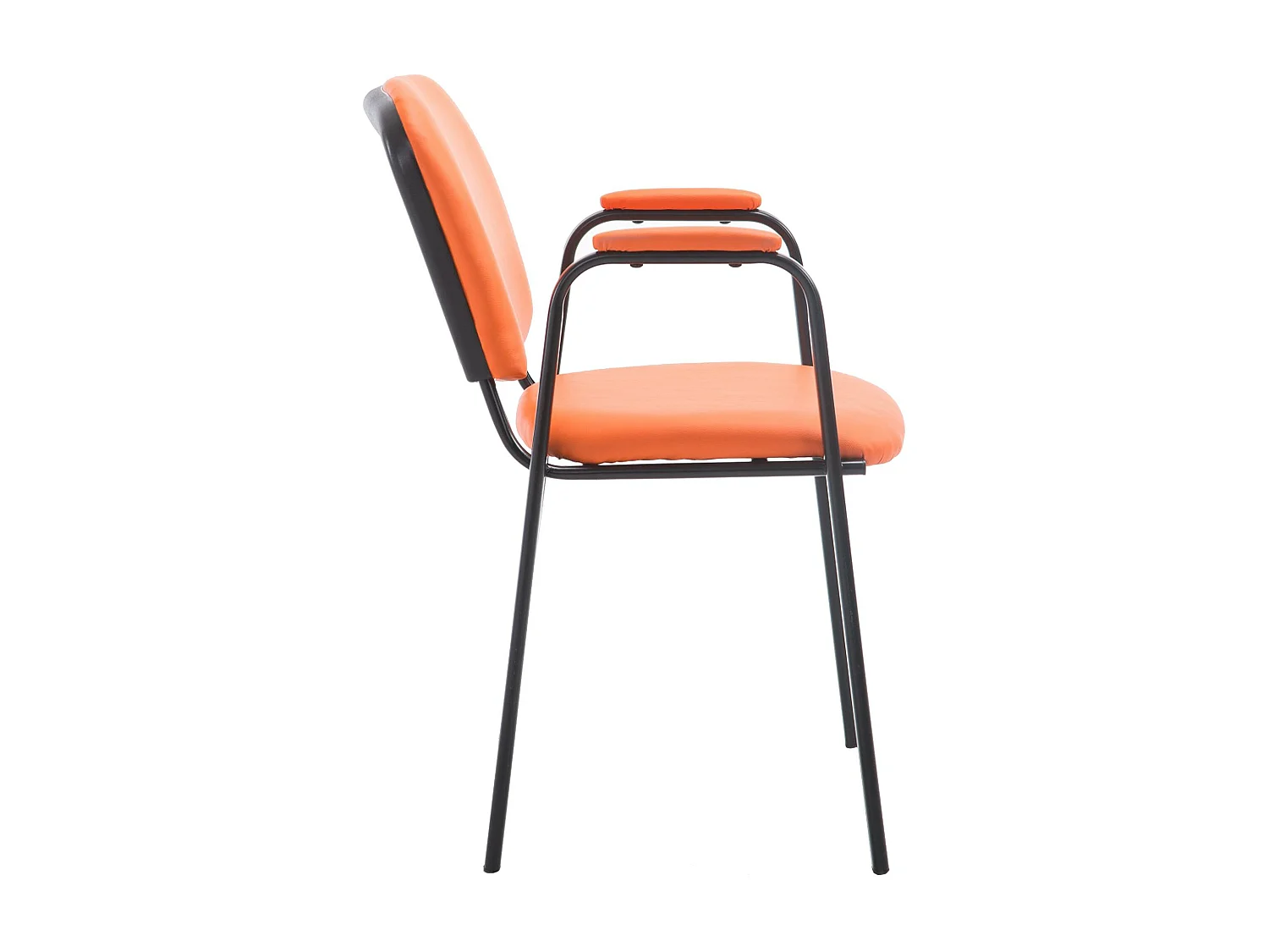 Chaise de conférence - Similicuir & Métal noir mat - Orange - Ken Pro