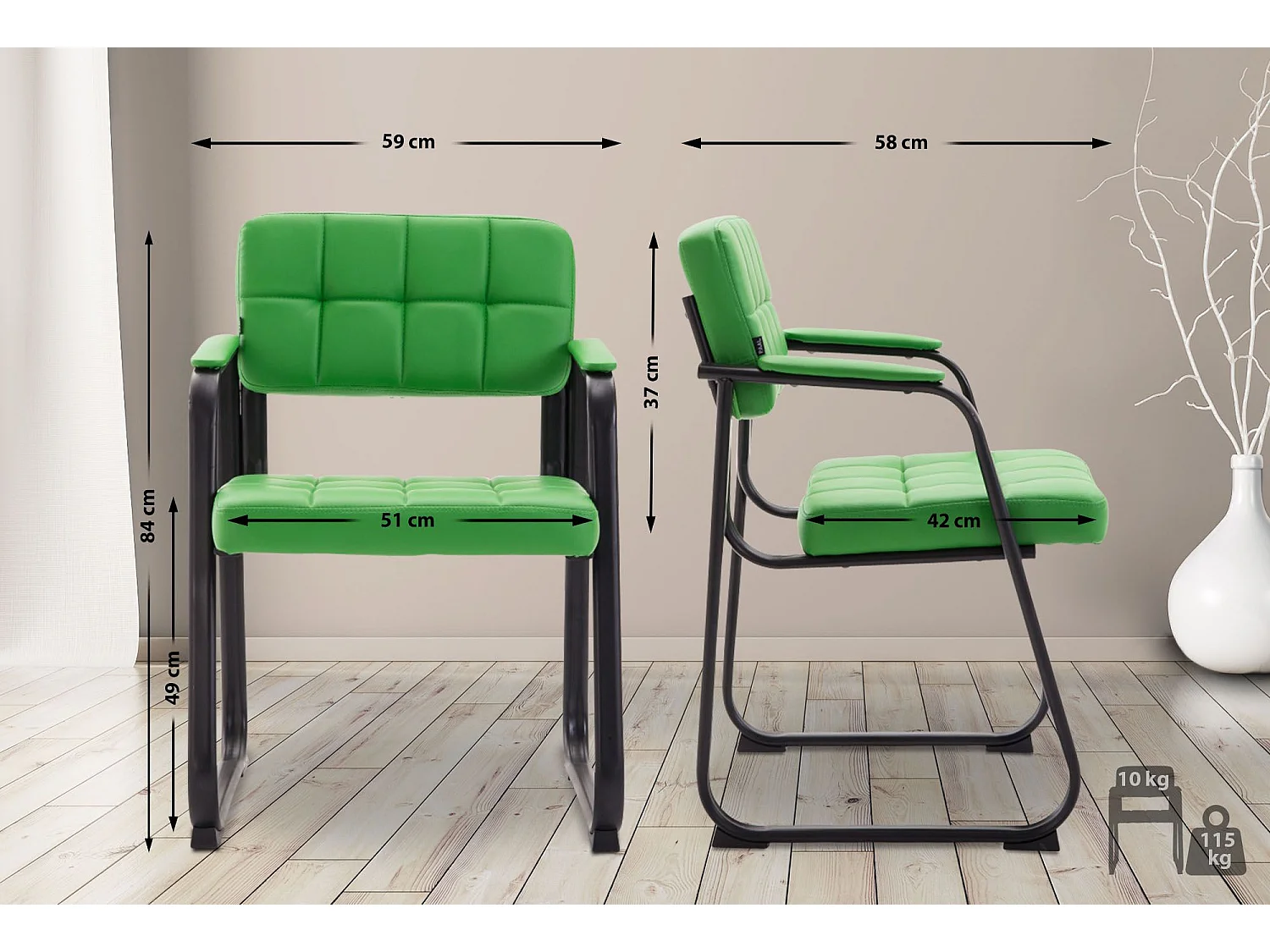 chaises avec accoudoirs - Similicuir & Nature - Vert - Canada B