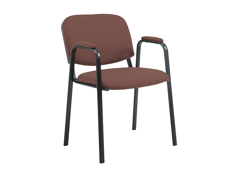 Chaise de conférence - Tissu & Métal noir mat - Marron - Ken Pro