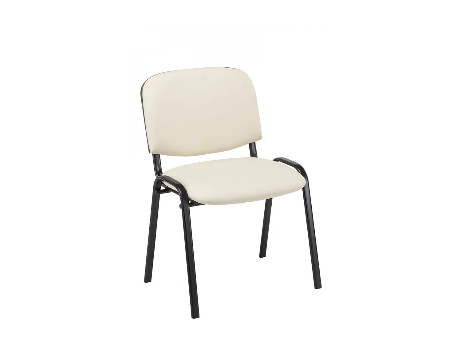 Lot de 12  Chaise de conférence - Similicuir & Métal noir mat - Crème - Ken