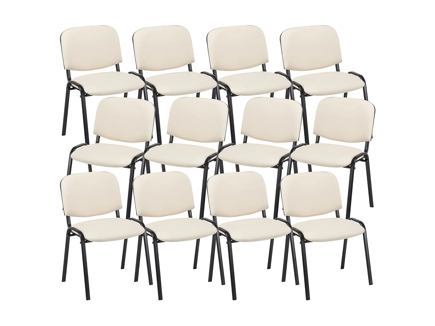 Lot de 12  Chaise de conférence - Similicuir & Nature - Crème - Ken