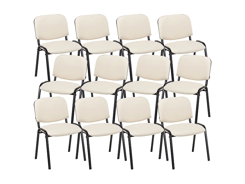 Lot de 12  Chaise de conférence - Similicuir & Nature - Crème - Ken