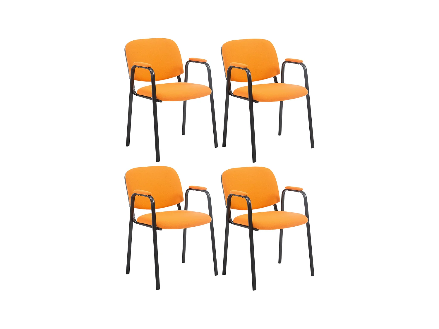 Lot de 4  Chaise de conférence - Tissu & Métal noir mat - Orange - Ken Pro