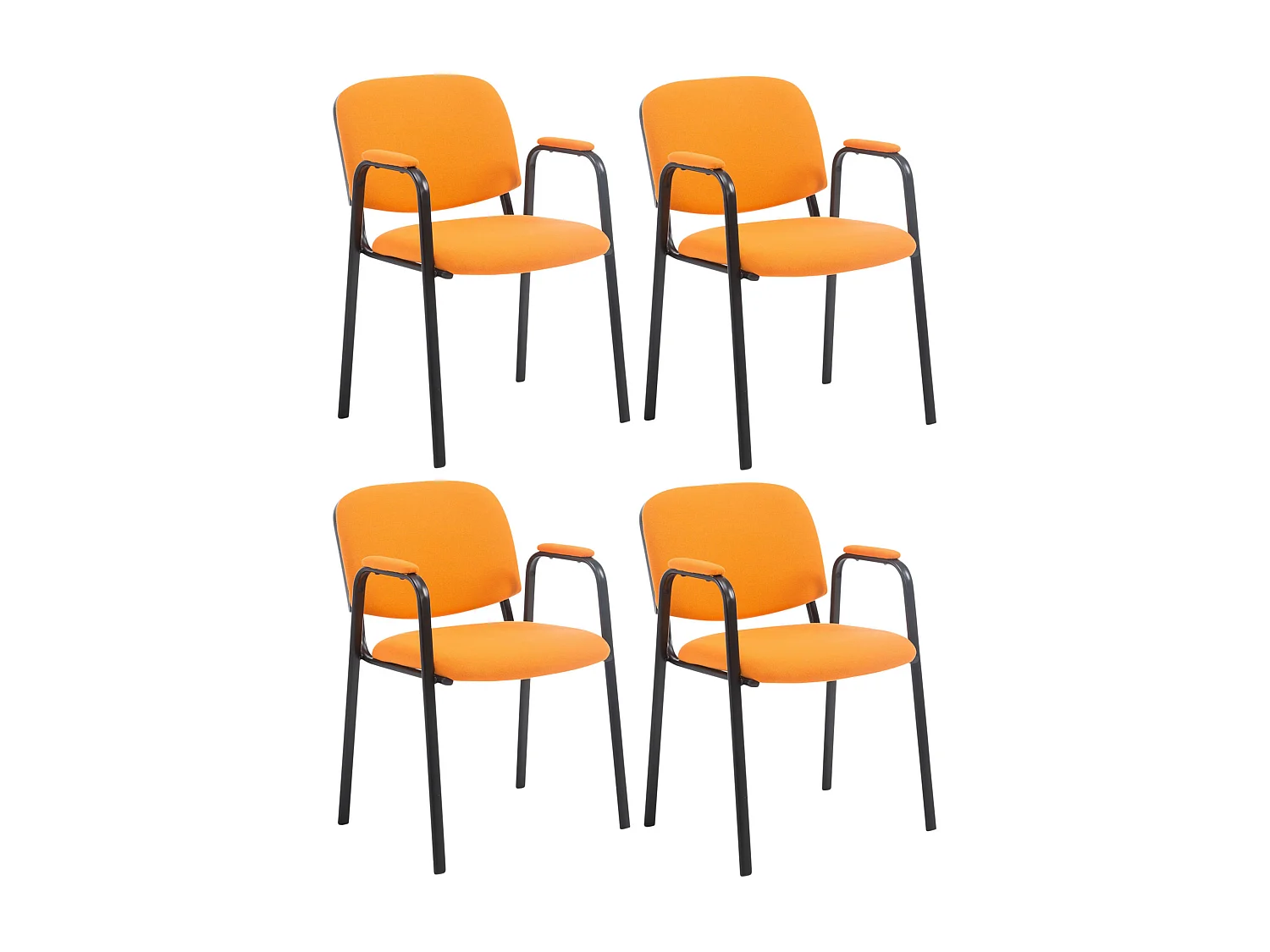 Lot de 4  Chaise de conférence - Tissu & Métal noir mat - Orange - Ken Pro