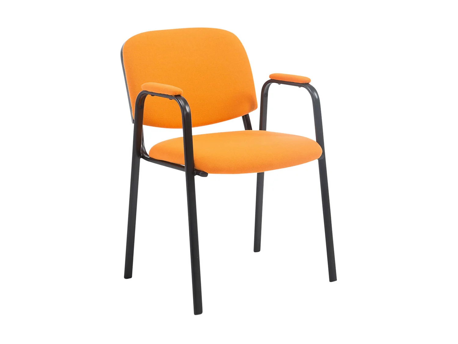 Lot de 4  Chaise de conférence - Tissu & Métal noir mat - Orange - Ken Pro