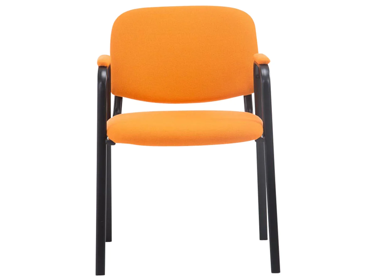 Lot de 4  Chaise de conférence - Tissu & Métal noir mat - Orange - Ken Pro