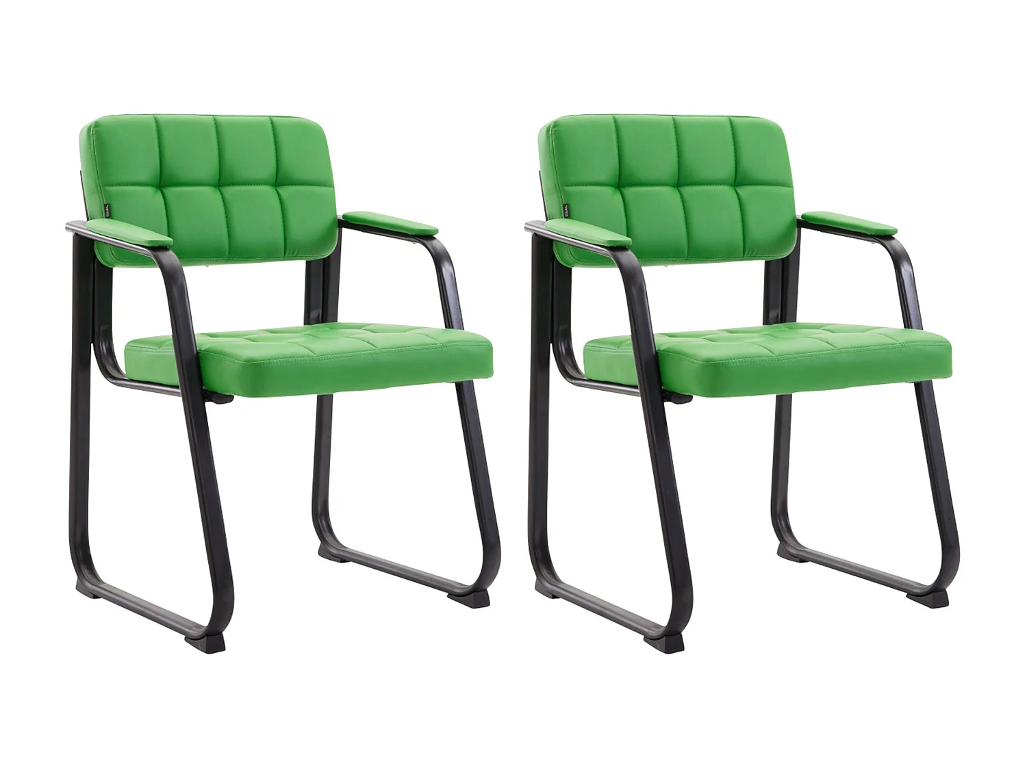 Lot de 2  chaises avec accoudoirs - Similicuir - Vert - Canada B
