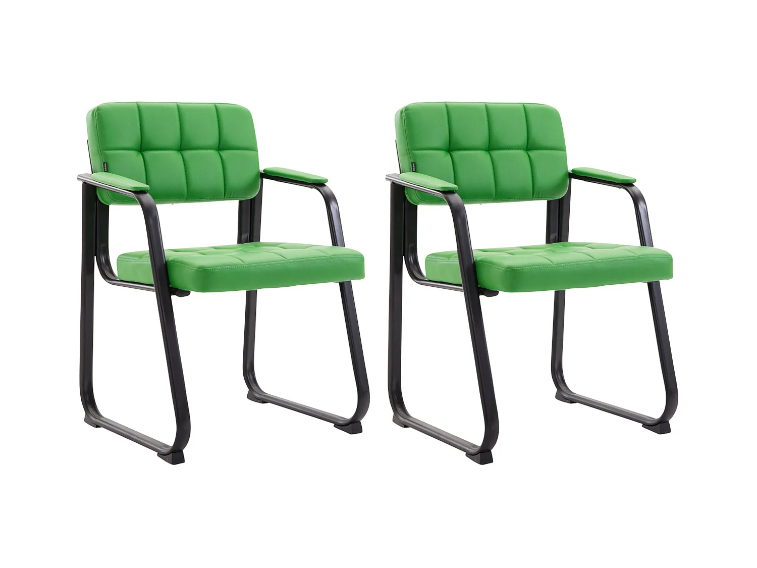 Lot de 2  chaises avec accoudoirs - Similicuir & Blanc - Vert - Canada B