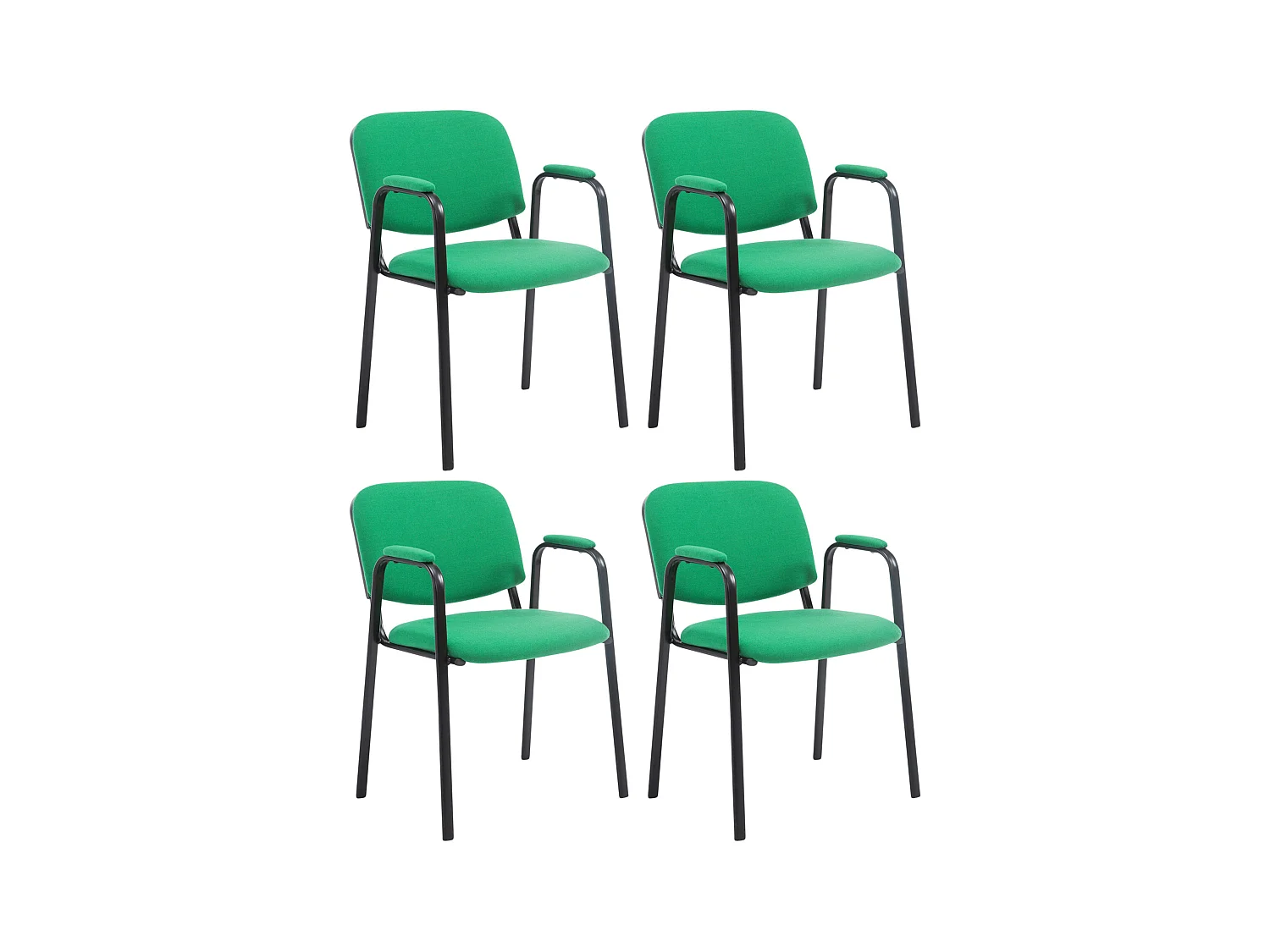 Lot de 4  Chaise de conférence - Tissu & Métal noir mat - Vert - Ken Pro