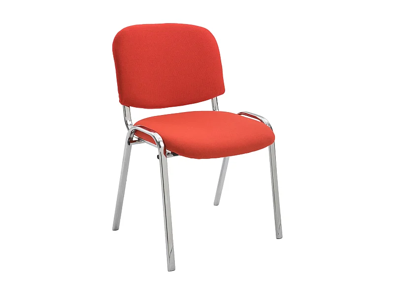 Eetkamerstoelen - Stof & Metaal in chroomoptiek - rood - Ken