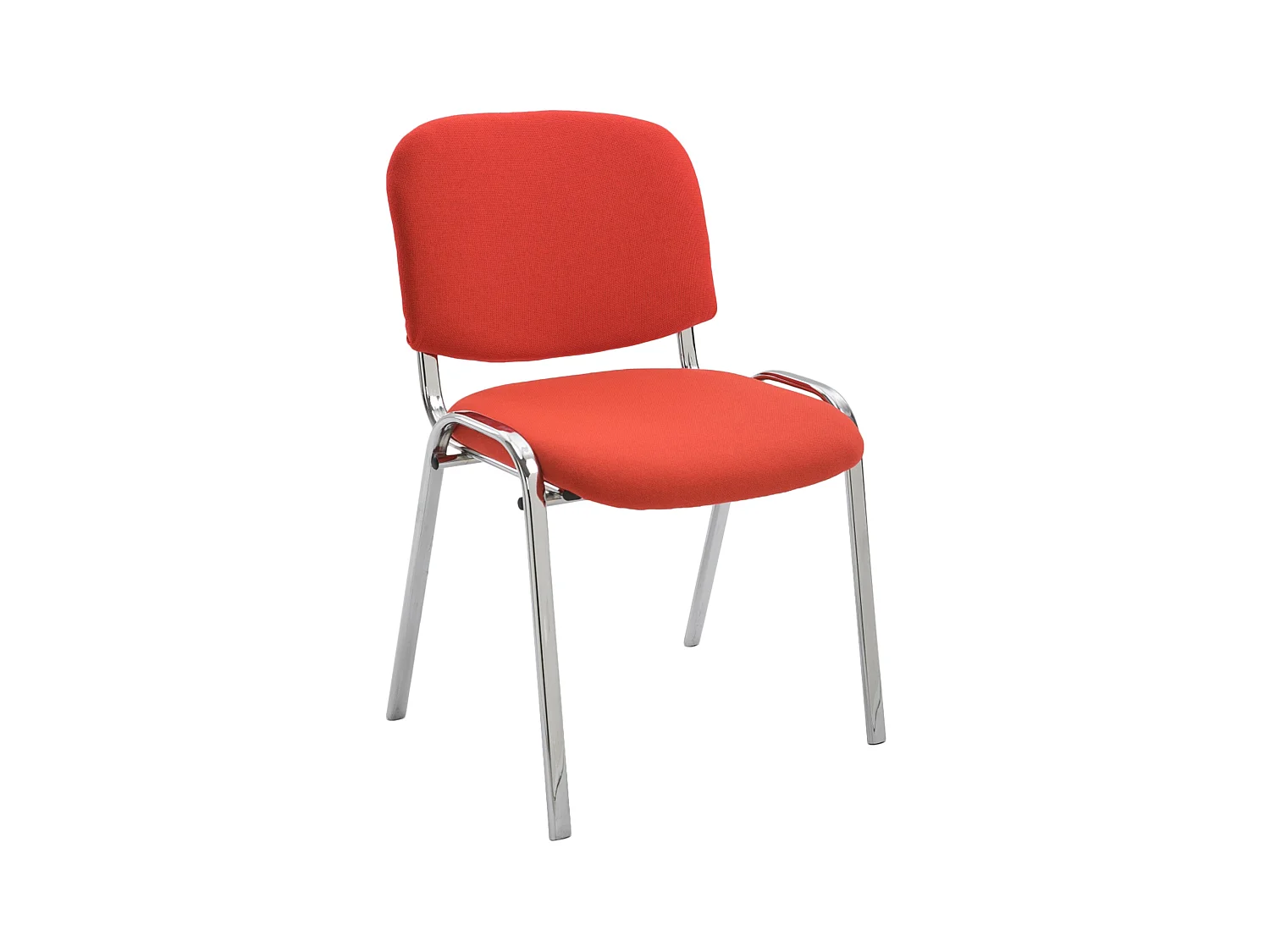 Chaise de salle à manger - Tissu & Métal chromé - Rouge - Ken