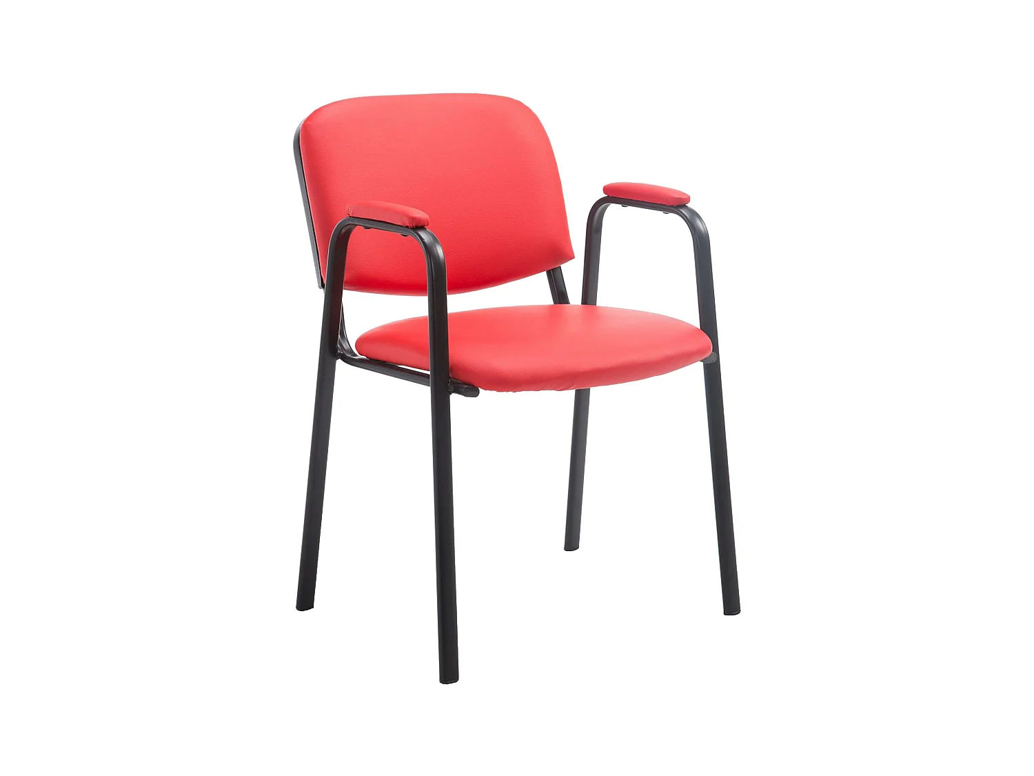 Chaise de conférence - Similicuir & Métal noir mat - Rouge - Ken Pro
