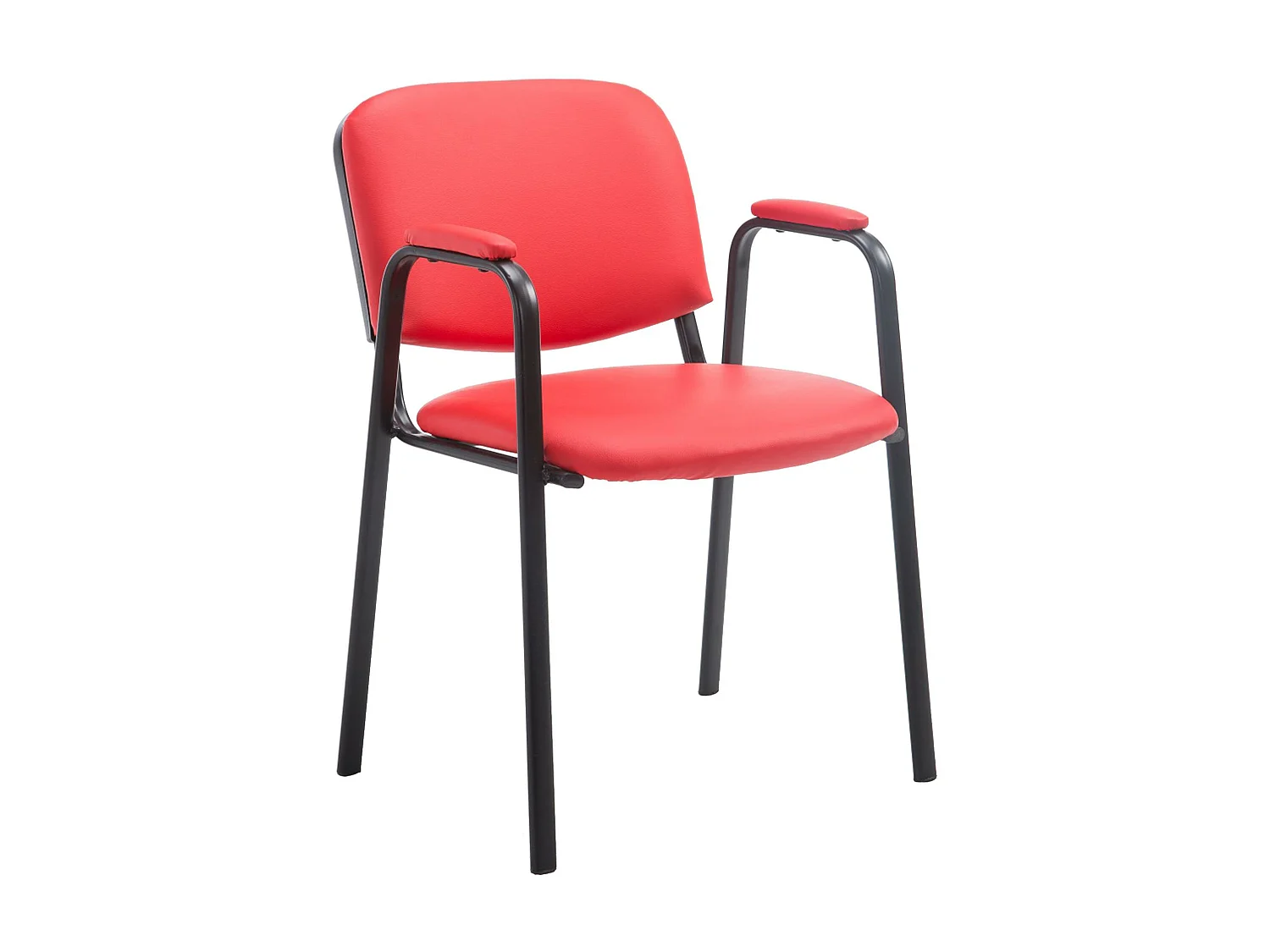 Chaise de conférence - Similicuir & Métal noir mat - Rouge - Ken Pro