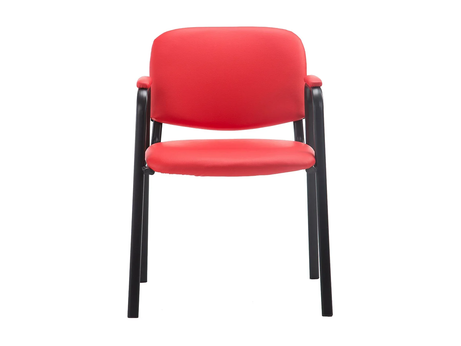 Chaise de conférence - Similicuir & Métal noir mat - Rouge - Ken Pro