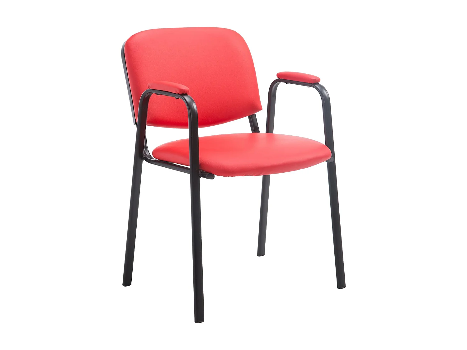 Konferenzstuhl - Kunstleder & weiß - rot - Ken Pro