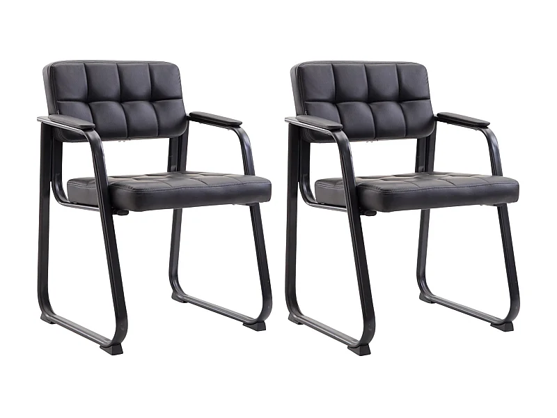 Lot de 2  chaises avec accoudoirs - Similicuir - Noir - Canada B