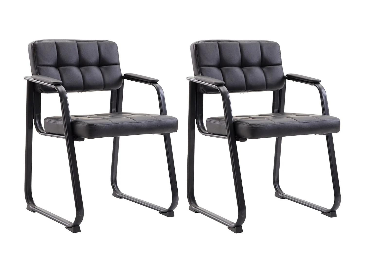 Lot de 2  chaises avec accoudoirs - Similicuir - Noir - Canada B