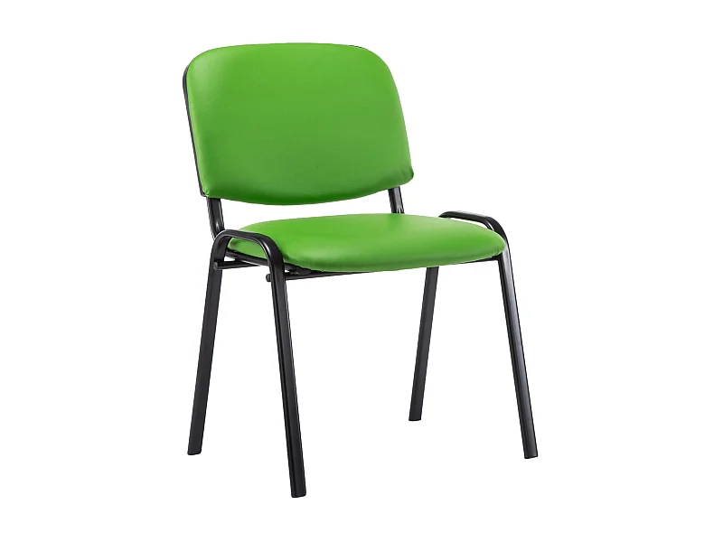 Chaise de salle à manger - Similicuir & Métal noir mat - Vert - Ken
