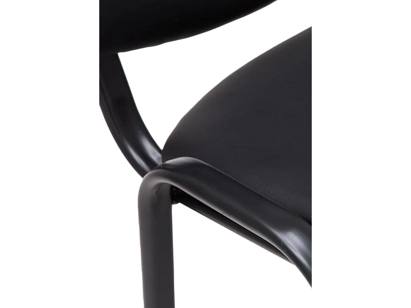 Chaise de conférence - Similicuir & Acier inoxydable - Noir - Ken