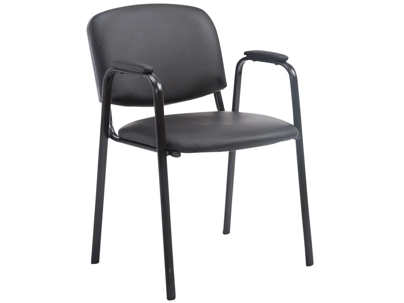 Lot de 4 Chaise de salle à manger - Similicuir & Métal noir mat - Noir - Ken Pro