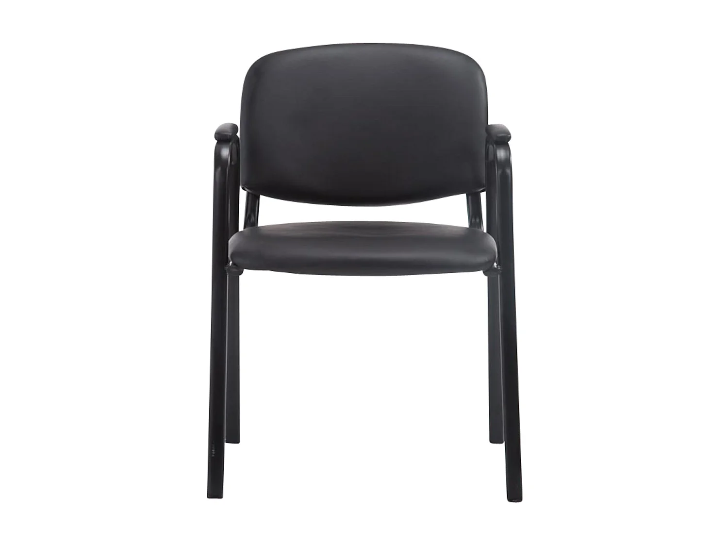 Lot de 4 Chaise de salle à manger - Similicuir & Métal noir mat - Noir - Ken Pro