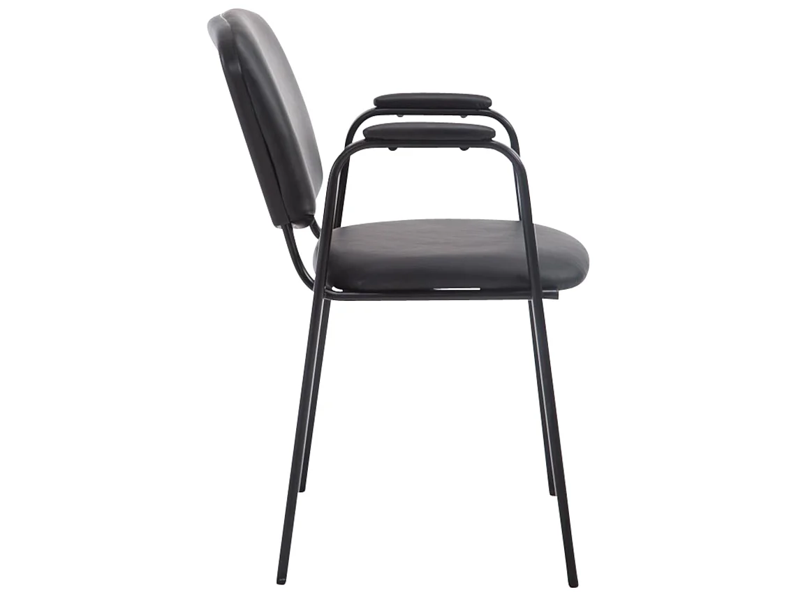 Lot de 4 Chaise de salle à manger - Similicuir & Métal noir mat - Noir - Ken Pro