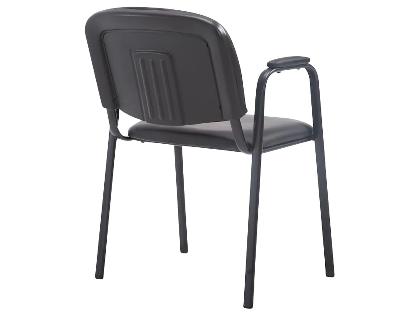 Lot de 4 Chaise de salle à manger - Similicuir & Métal noir mat - Noir - Ken Pro