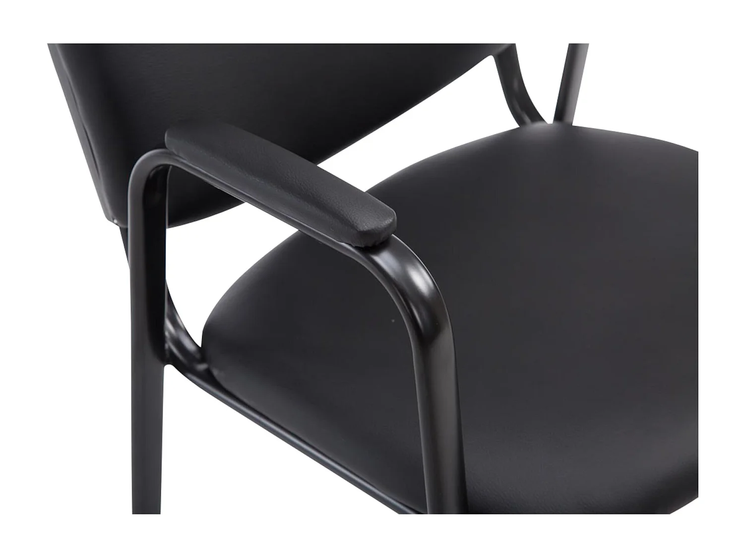 Lot de 4 Chaise de salle à manger - Similicuir & Métal noir mat - Noir - Ken Pro