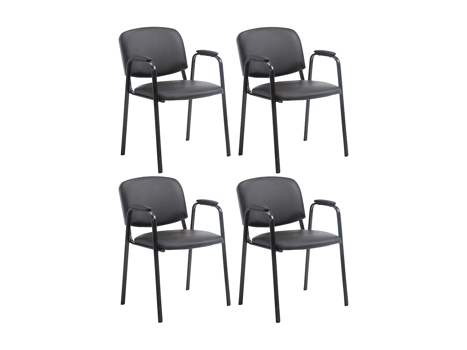 Lot de 4  Chaise de conférence - Similicuir - Noir - Ken Pro