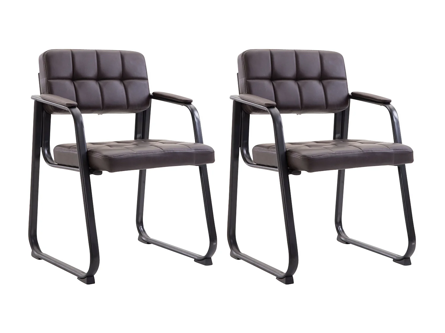 Lot de 2  chaises avec accoudoirs - Similicuir & Nature - Marron - Canada B