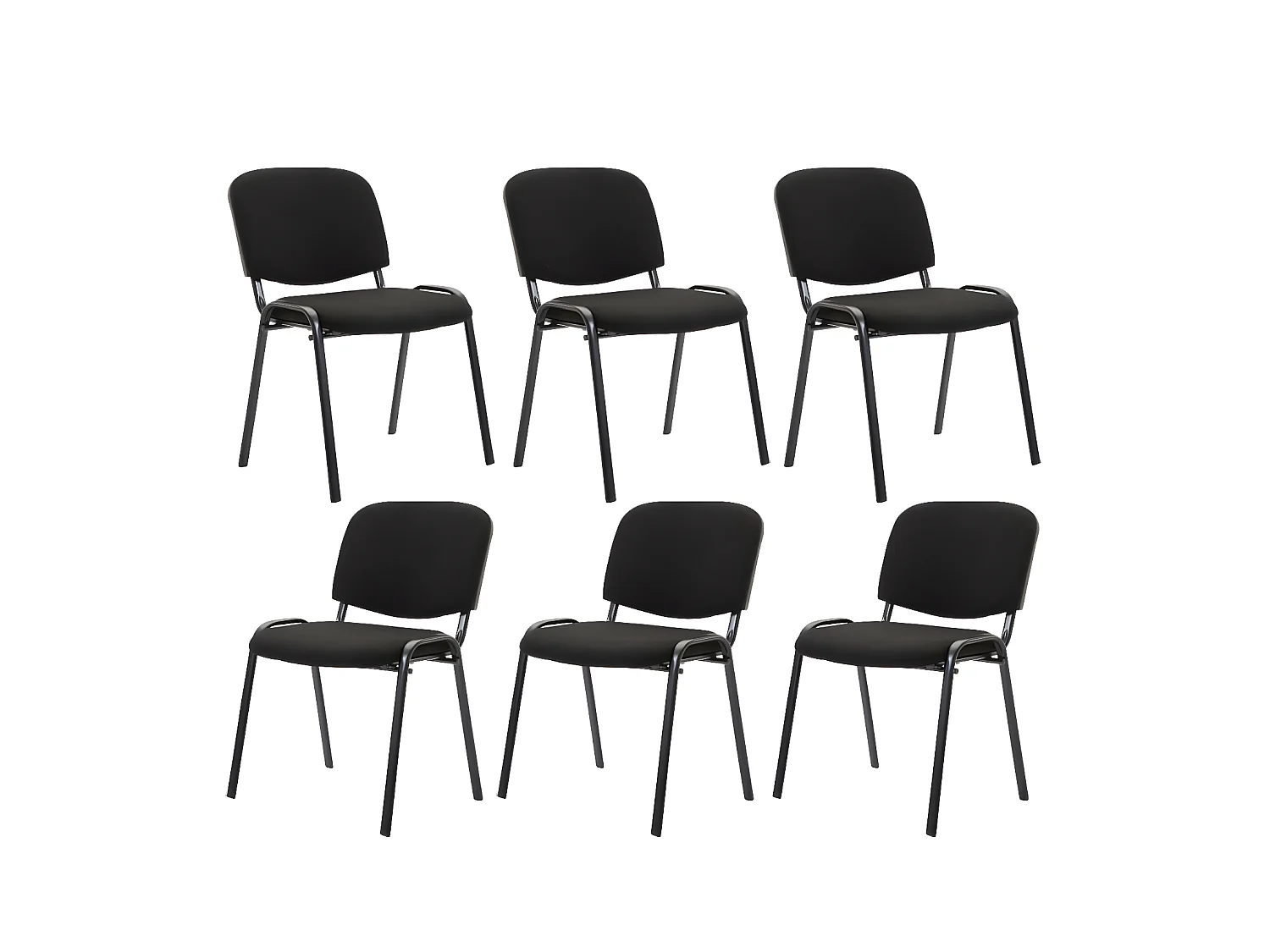 Lot de 6 Chaise de salle à manger - Tissu & Métal noir mat - Noir - Ken