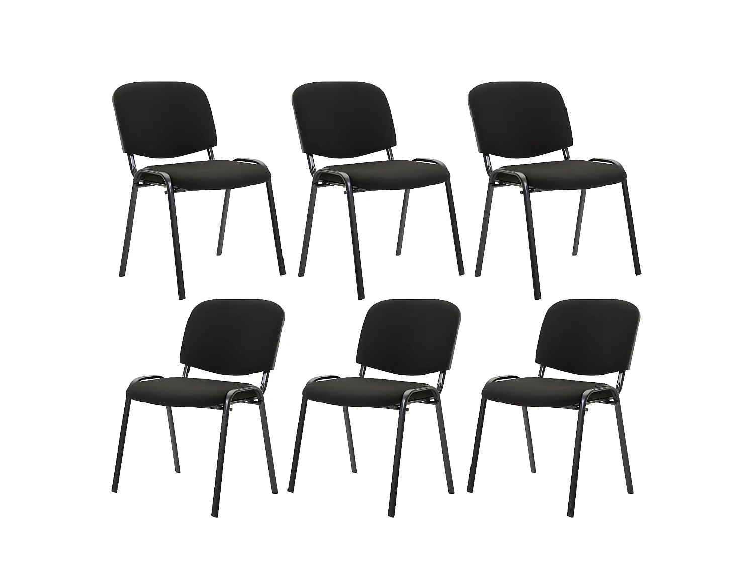 Lot de 6 Chaise de salle à manger - Tissu & Métal noir mat - Noir - Ken