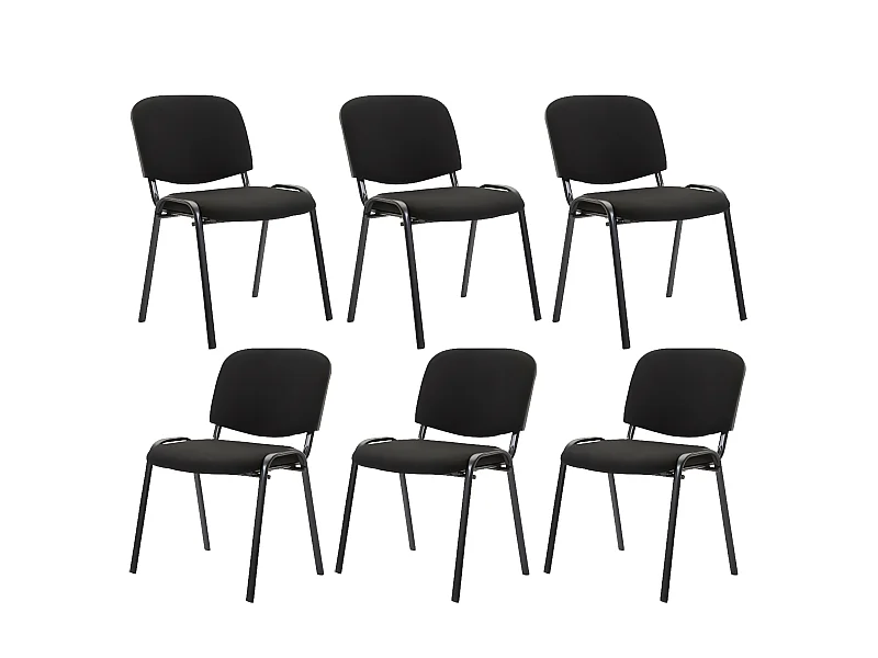 Lot de 6 Chaise de salle à manger - Tissu & Métal noir mat - Noir - Ken