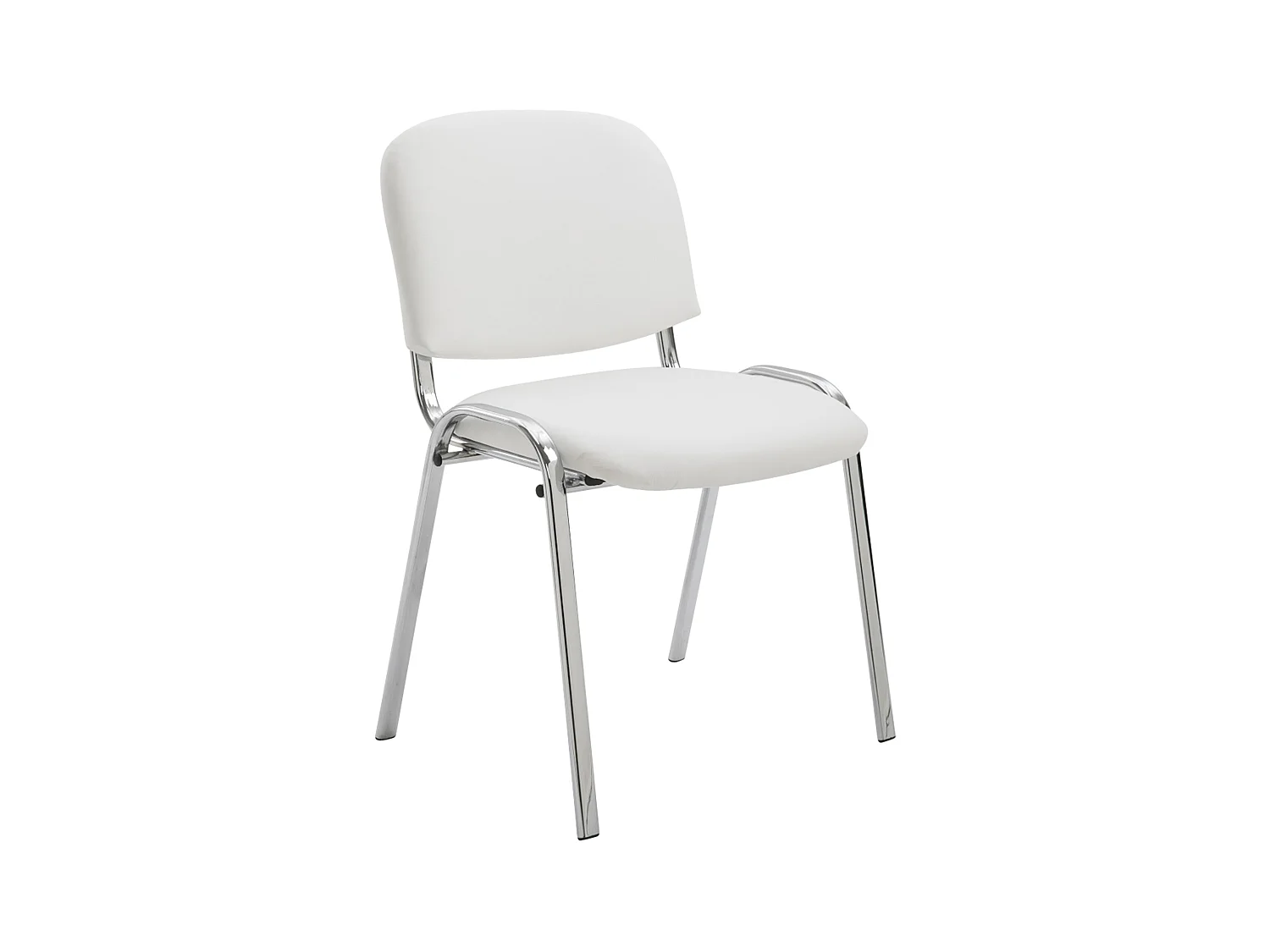 Chaise de salle à manger - Similicuir & Métal chromé - Blanc - Ken