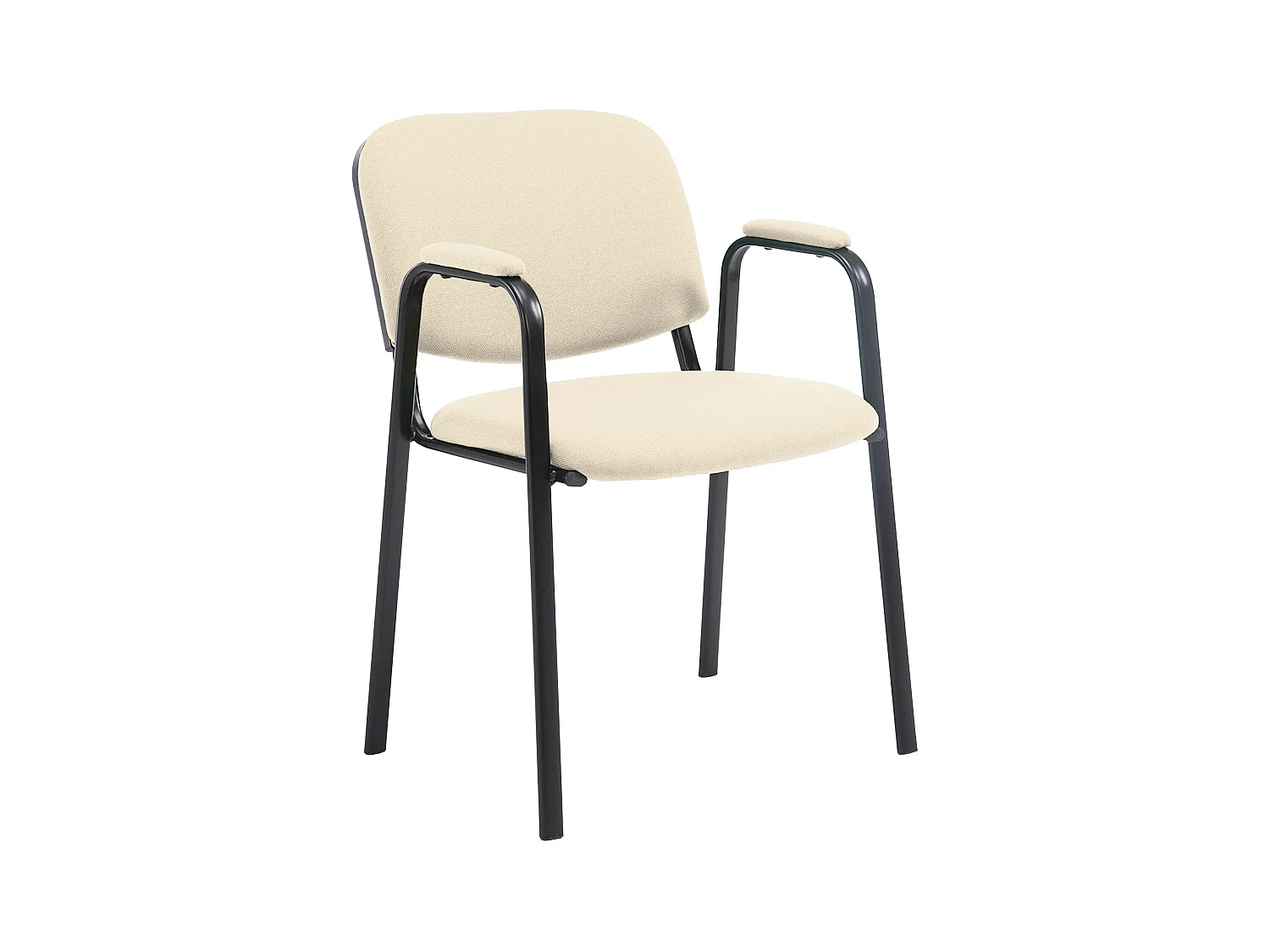 Chaise de conférence - Tissu & Métal noir mat - Crème - Ken Pro