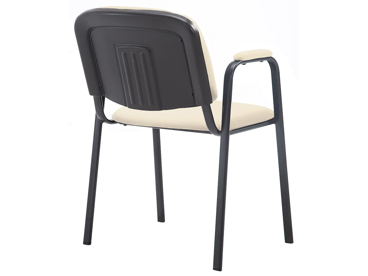 Chaise de conférence - Tissu & Métal noir mat - Crème - Ken Pro