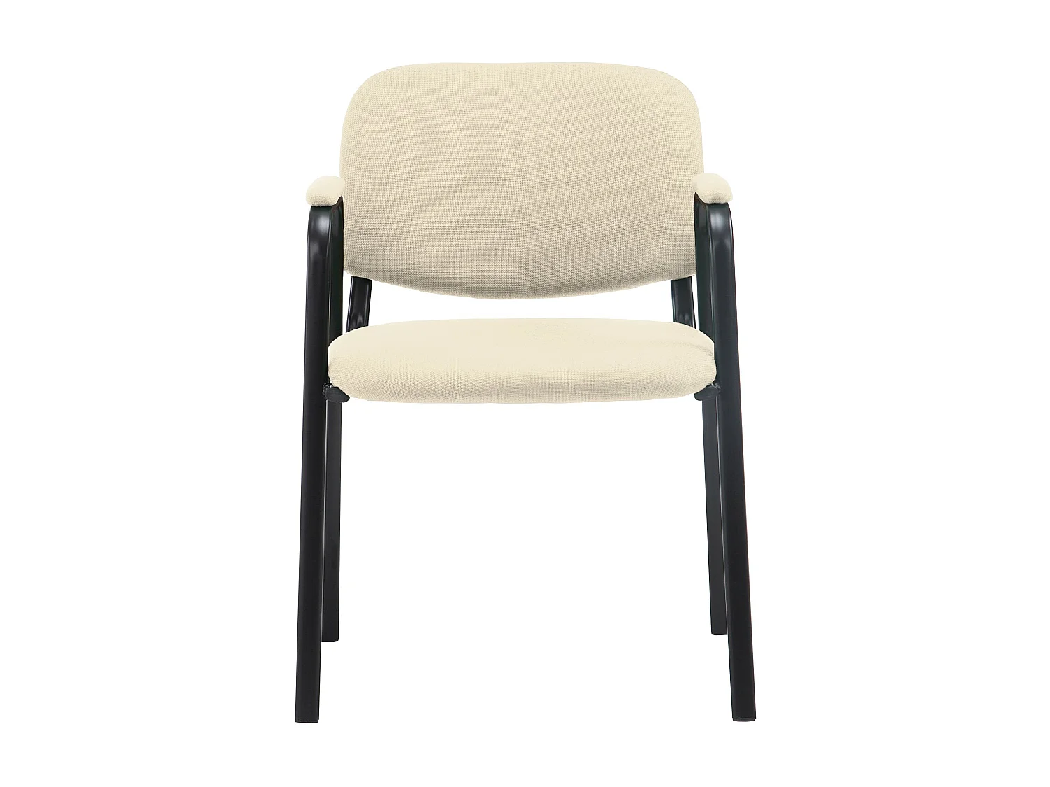 Chaise de conférence - Tissu & Métal noir mat - Crème - Ken Pro