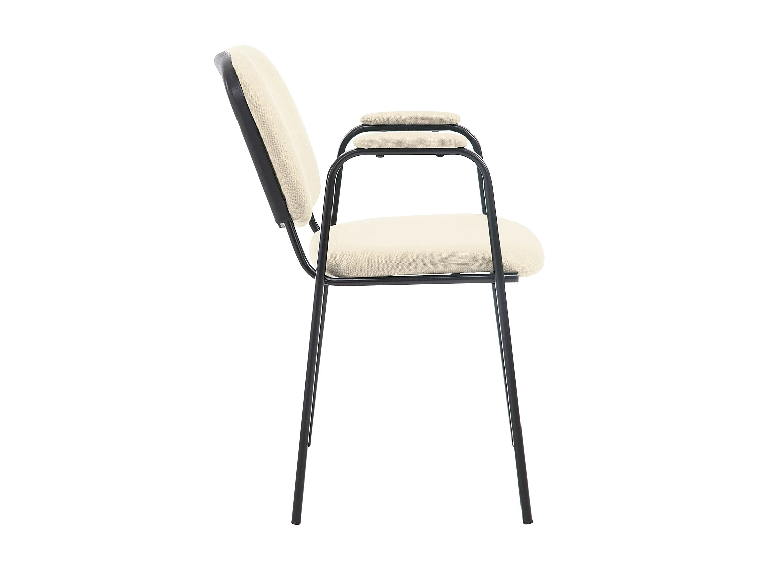 Chaise de conférence - Tissu & Métal noir mat - Crème - Ken Pro