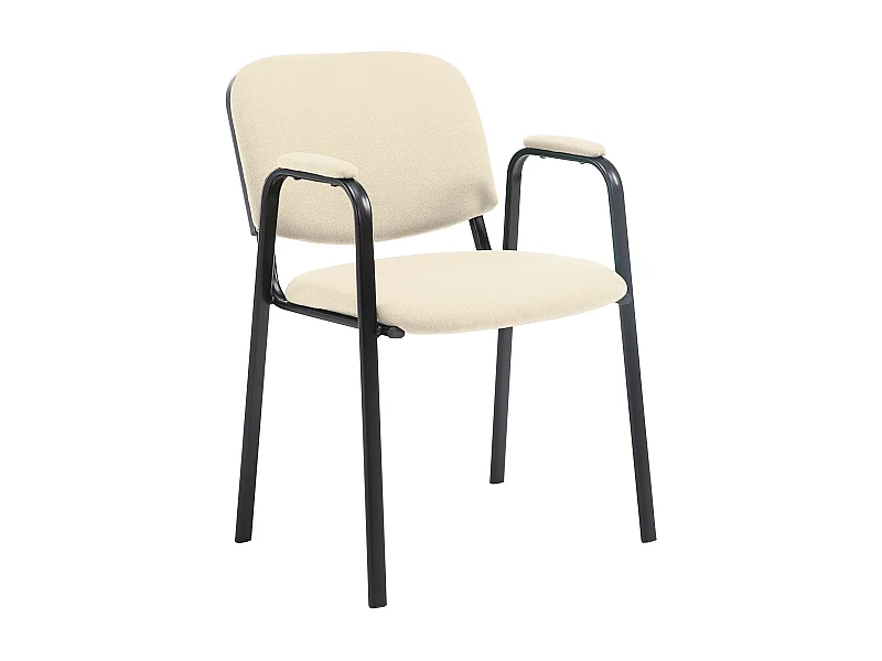 Chaise de conférence - Tissu & Métal noir mat - Crème - Ken Pro