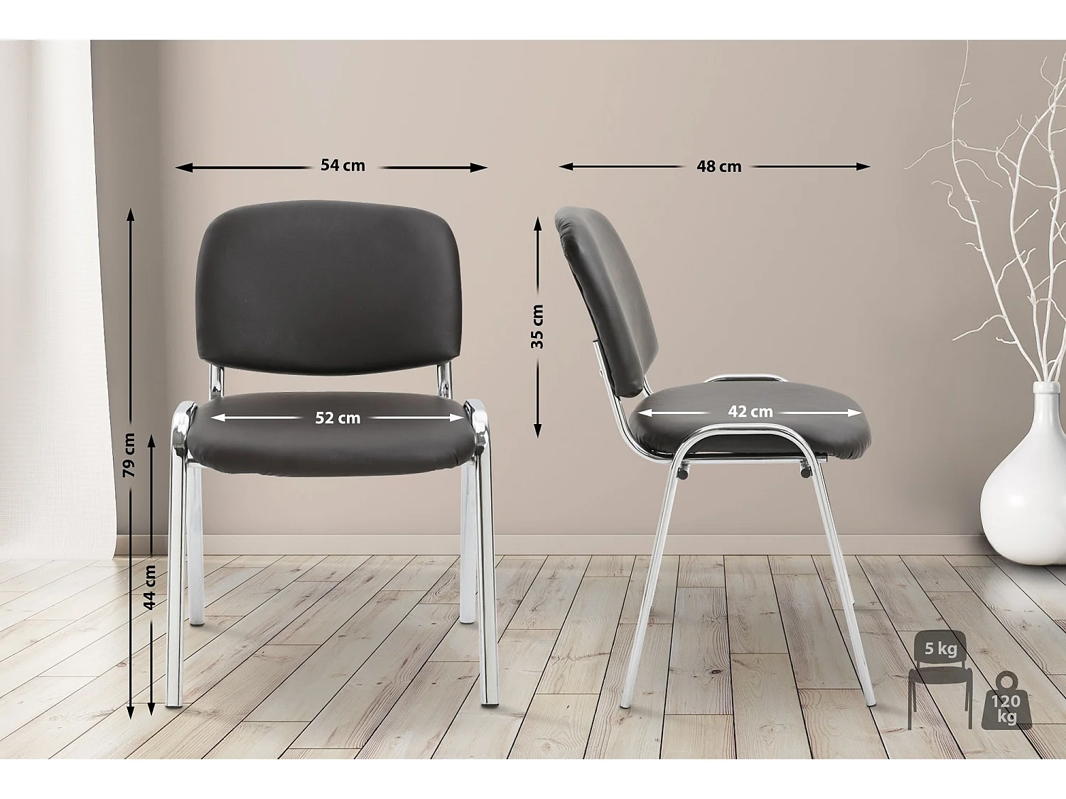 Eetkamerstoelen - Kunstleer & Metaal in chroomoptiek - bruin - Ken