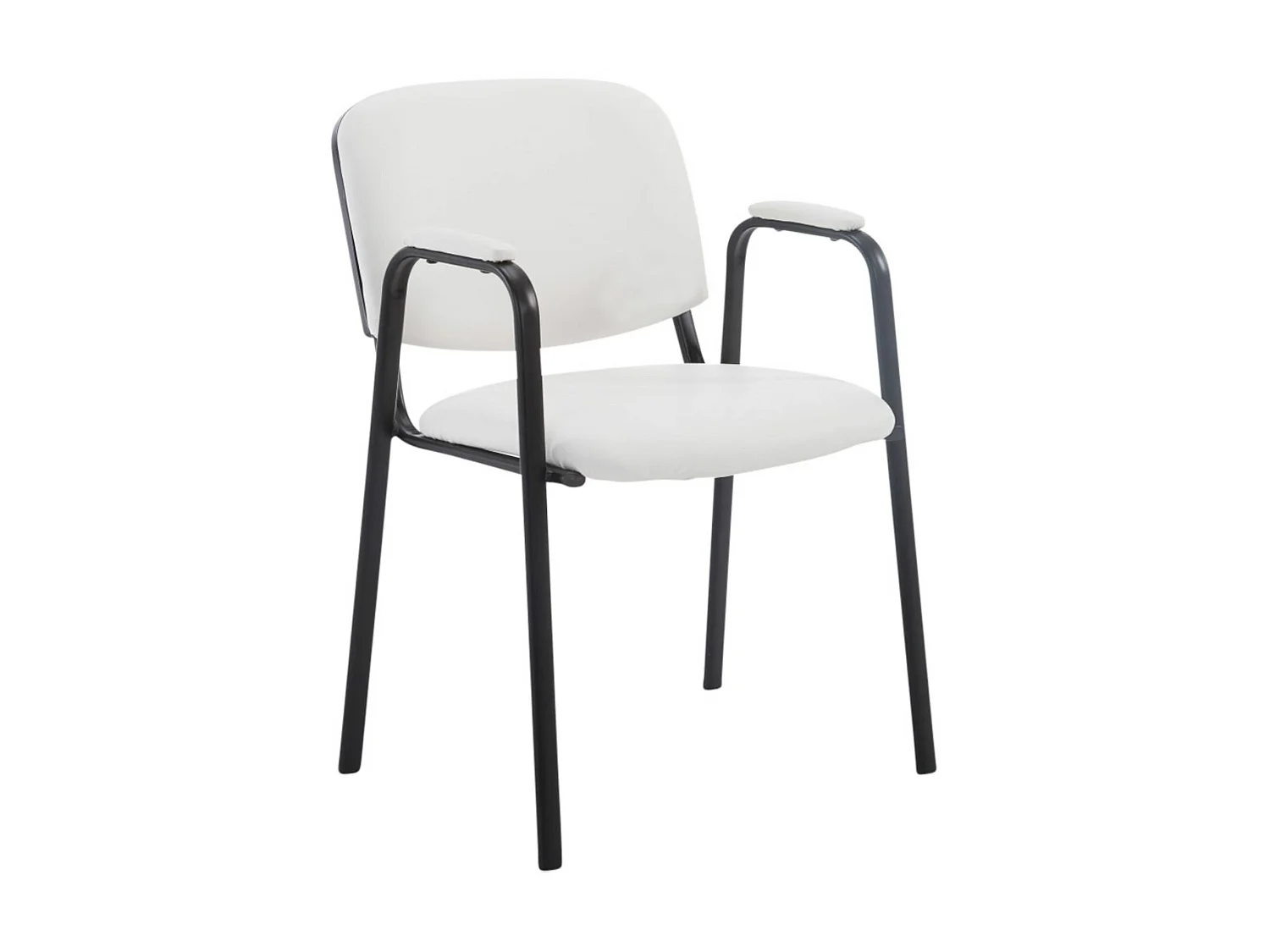 Lot de 4 Chaise de salle à manger - Similicuir & Métal noir mat - Blanc - Ken Pro